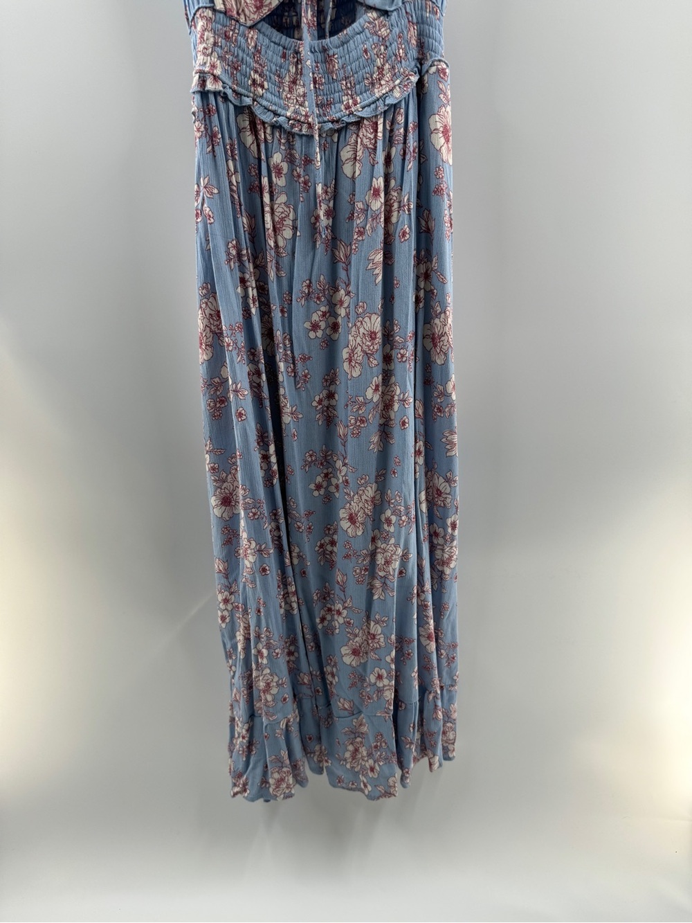 Arden B Blue Floral Maxi Dress with Front Cutout – Women’s XL - Picture 3 of 8